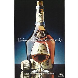B and B Benedictine Cognac Liqueur 1980s Vintage Print Ad 9 inch